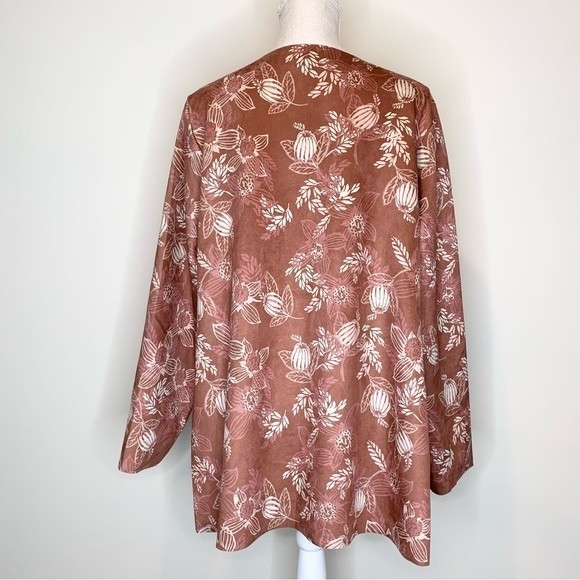 d&co. Naturals Open Front Autum Fall Print Jacket Large - Picture 5 of 9